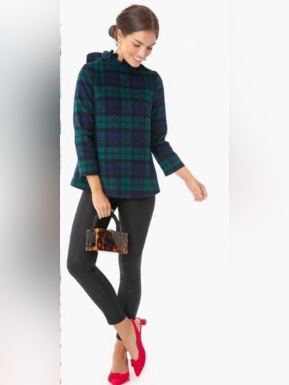 Tuckernuck | NEW Blackwatch Plaid Schoolgirl Bow Wool Faye Blouse Size S